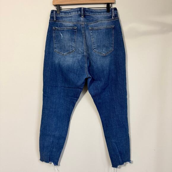 LOFT Curvy High Waist Skinny Ankle Jeans Size 30 Frayed Raw Hem Medium Wash - Picture 7 of 12